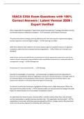 ISACA CISA Exam Questions with 100&percnt; Correct Answers &vert; Latest Version 2026 &vert; Expert Verified