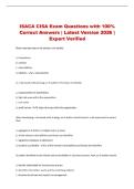 ISACA CISA Exam Questions with 100&percnt; Correct Answers &vert; Latest Version 2026 &vert; Expert Verified