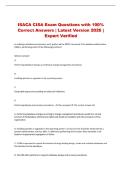 ISACA CISA Exam Questions with 100&percnt; Correct Answers &vert; Latest Version 2026 &vert; Expert Verified