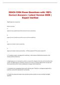 ISACA CISA Exam Questions with 100&percnt; Correct Answers &vert; Latest Version 2026 &vert; Expert Verified