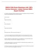 ISACA CISA Exam Questions with 100&percnt; Correct Answers &vert; Latest Version 2026 &vert; Expert Verified