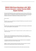 ISACA CISA Exam Questions with 100&percnt; Correct Answers &vert; Latest Version 2026 &vert; Expert Verified