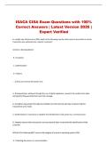 ISACA CISA Exam Questions with 100&percnt; Correct Answers &vert; Latest Version 2026 &vert; Expert Verified