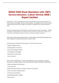 ISACA CISA Exam Questions with 100&percnt; Correct Answers &vert; Latest Version 2026 &vert; Expert Verified