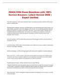 ISACA CISA Exam Questions with 100&percnt; Correct Answers &vert; Latest Version 2026 &vert; Expert Verified