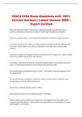 ISACA CISA Exam Questions with 100&percnt; Correct Answers &vert; Latest Version 2026 &vert; Expert Verified