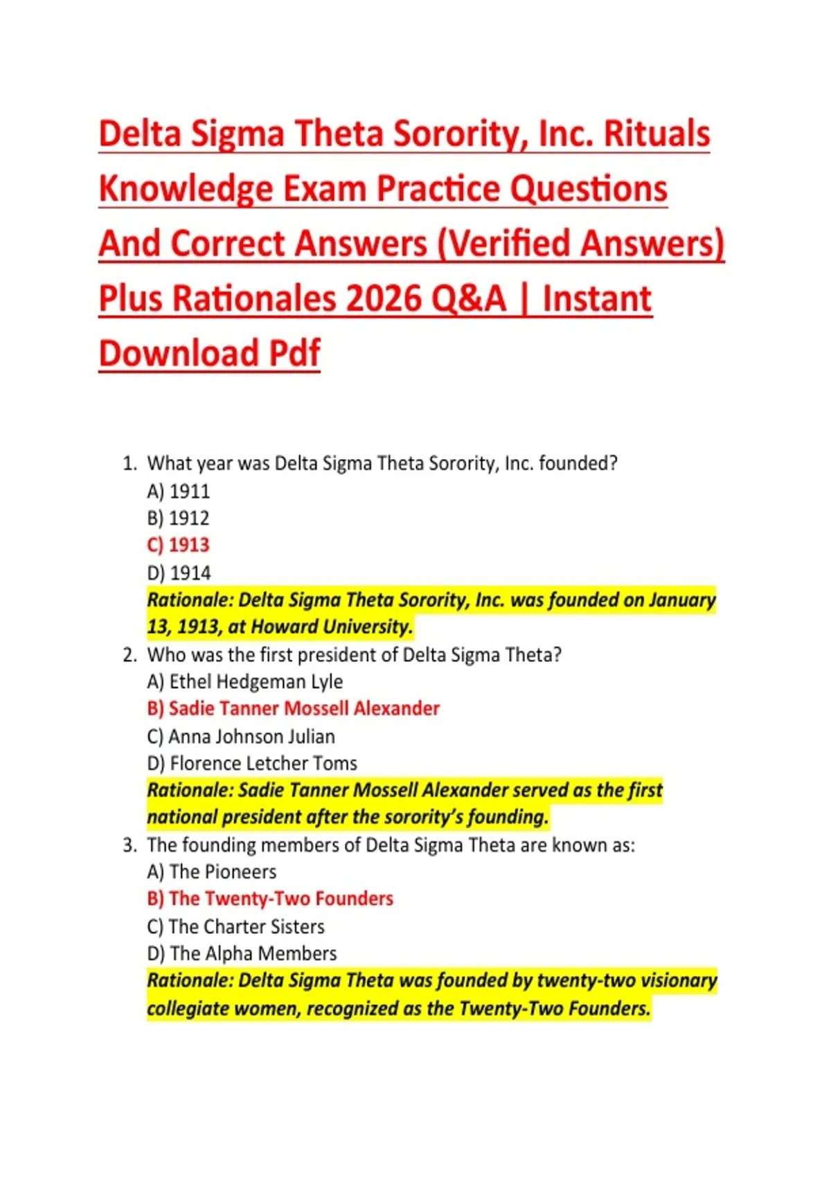 Delta Q Ritual Delta Sigma Theta Sorority, Inc. Rituals Knowledge Exam Practice ...