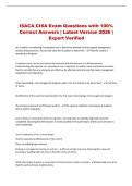 ISACA CISA Exam Questions with 100&percnt; Correct Answers &vert; Latest Version 2026 &vert; Expert Verified