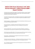 ISACA CISA Exam Questions with 100&percnt; Correct Answers &vert; Latest Version 2026 &vert; Expert Verified