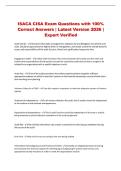 ISACA CISA Exam Questions with 100&percnt; Correct Answers &vert; Latest Version 2026 &vert; Expert Verified