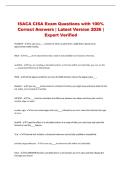 ISACA CISA Exam Questions with 100&percnt; Correct Answers &vert; Latest Version 2026 &vert; Expert Verified