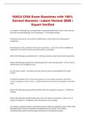 ISACA CISA Exam Questions with 100&percnt; Correct Answers &vert; Latest Version 2026 &vert; Expert Verified