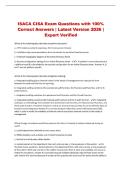 ISACA CISA Exam Questions with 100&percnt; Correct Answers &vert; Latest Version 2026 &vert; Expert Verified