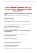 ISACA CISA Exam Questions with 100&percnt; Correct Answers &vert; Latest Version 2026 &vert; Expert Verified