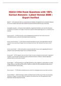 ISACA CISA Exam Questions with 100&percnt; Correct Answers &vert; Latest Version 2026 &vert; Expert Verified