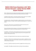ISACA CISA Exam Questions with 100&percnt; Correct Answers &vert; Latest Version 2026 &vert; Expert Verified