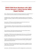 ISACA CISA Exam Questions with 100&percnt; Correct Answers &vert; Latest Version 2026 &vert; Expert Verified