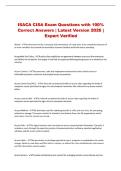 ISACA CISA Exam Questions with 100&percnt; Correct Answers &vert; Latest Version 2026 &vert; Expert Verified