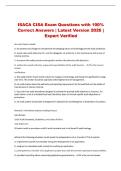 ISACA CISA Exam Questions with 100&percnt; Correct Answers &vert; Latest Version 2026 &vert; Expert Verified