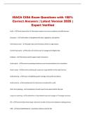 ISACA CISA Exam Questions with 100&percnt; Correct Answers &vert; Latest Version 2026 &vert; Expert Verified