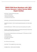 ISACA CISA Exam Questions with 100&percnt; Correct Answers &vert; Latest Version 2026 &vert; Expert Verified