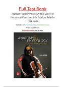Full Test Bank &vert; Anatomy & Physiology&colon; The Unity of Form and Function 9th Edition by Kenneth S&period; Saladin &vert; Original Chapter-by-Chapter A&P MCQs with Verified Correct Answers and Detailed Rationales Covering Homeostasis&comma; Chemistry of Life&comma; Cellular Biology