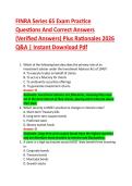 FINRA Series 65 Exam Practice &NewLine;Questions And Correct Answers &NewLine;&lpar;Verified Answers&rpar; Plus Rationales 2026 &NewLine;Q&A &vert; Instant Download Pdf