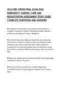 ACLS RED CROSS FINAL EXAM 2026&NewLine;EMERGENCY CARDIAC CARE AND&NewLine;RESUSCITATION ASSESSMENT STUDY GUIDE&NewLine;COMPLETE QUESTIONS AND ANSWERS&NewLine;