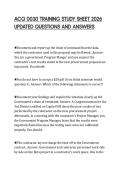 ACQ 0030 TRAINING STUDY SHEET 2026&NewLine;UPDATED QUESTIONS AND ANSWERS&NewLine;