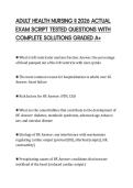 ADULT HEALTH NURSING II 2026 ACTUAL&NewLine;EXAM SCRIPT TESTED QUESTIONS WITH&NewLine;COMPLETE SOLUTIONS GRADED A&plus;