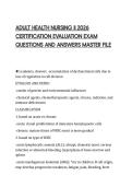 ADULT HEALTH NURSING II 2026&NewLine;CERTIFICATION EVALUATION EXAM&NewLine;QUESTIONS AND ANSWERS MASTER FILE&NewLine;