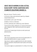 ADULT HEALTH NURSING III 2026 ACTUAL&NewLine;EXAM SCRIPT TESTED QUESTIONS WITH&NewLine;COMPLETE SOLUTIONS GRADED A&plus;