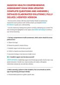 SHADOW HEALTH COMPREHENSIVE ASSESSMENT EXAM 2026 UPDATED COMPLETE QUESTIONS AND ANSWERS &vert; DETAILED ELABORATED SOLUTIONS &vert; FULLY SOLVED &vert; VERIFIED VERSION