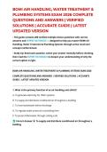 BOMI AIR HANDLING&comma; WATER TREATMENT & PLUMBING SYSTEMS EXAM 2026 COMPLETE QUESTIONS AND ANSWERS &vert; VERIFIED SOLUTIONS &vert; ACCURATE GUIDE &vert; LATEST UPDATED VERSION