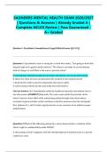 SAUNDERS MENTAL HEALTH EXAM 2026&sol;2027 &vert; Questions & Answers &vert; Already Graded A &vert; Complete NCLEX Review &vert; Pass Guaranteed - A&plus; Graded&NewLine;&NewLine;