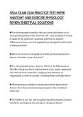 AFAA EXAM 2026 PRACTICE TEST PAPER&NewLine;ANATOMY AND EXERCISE PHYSIOLOGY&NewLine;REVIEW SHEET FULL SOLUTIONS&NewLine;