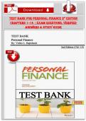 Personal Finance 2nd Edition Test Bank Chapters 1&ndash;14 &vert; Exam Questions&comma; Verified Answers & Study Guide 2026