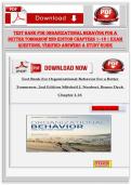 Test Bank for Organizational Behavior For a Better Tomorrow 2nd Edition Chapters 1&ndash;16 &vert; Exam Questions&comma; Verified Answers & Study Guide 2026