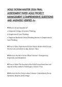 AGILE SCRUM MASTER 2026 FINAL&NewLine;ASSESSMENT PAPER AGILE PROJECT&NewLine;MANAGEMENT COMPREHENSIVE QUESTIONS&NewLine;AND ANSWERS VERIFIED A&plus;