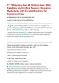 ATI PN Nursing Care of Children Exam 2026 Questions and Verified Answers &vert; Complete Study Guide with Detailed Solutions for Guaranteed Pass