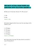 HESI MATH ACTUAL EXAM PAPER 2026 &NewLine;QUESTIONS WITH SOLUTIONS GRADED A&plus; 