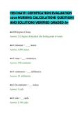 HESI MATH CERTIFICATION EVALUATION &NewLine;2026 NURSING CALCULATIONS QUESTIONS &NewLine;AND SOLUTIONS VERIFIED GRADED A&plus; 