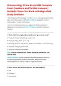 Pharmacology 1 Final Exam 2026 Complete Exam Questions and Verified Answers &vert; Multiple Choice Test Bank with High-Yield Study Solutions
