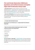Fire and Smoke Restoration 2026 Exam Questions and Verified Answers &vert; Complete High-Yield Certification Study Guide