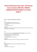 Arizona Real Estate License Exam Full Practice&NewLine;Exam Questions AND WELL VERIFIED&NewLine;ANSWERS ALREADY GRADED A&plus; ACTUAL&NewLine;2026&excl;&excl;&excl;&excl;