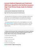 Current Medical Diagnosis and Treatment 2026 Exam Questions and Verified Answers &vert; High-Yield Clinical Study Guide for Medical Success