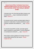 Animal Control Officer Certification Exam Actual &NewLine;VERIFIED EXAM Questions and Correct Answers with &NewLine;EXPLANATIONS LATEST THIS YEAR&period;pdf 1&vert;&vert;NEWEST &NewLine;EXAM&excl;&excl;&excl;