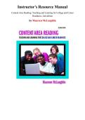 Instructor&rsquo;s Resource Manual for Content Area Reading&colon; Teaching and Learning for College and Career Readiness&comma; 2nd edition by Maureen McLaughlin&comma; Chapter 1-15 All Chapters    