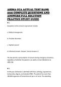 AHIMA CCA ACTUAL TEST BANK&NewLine;2026 COMPLETE QUESTIONS AND&NewLine;ANSWERS FULL SOLUTION&NewLine;PRACTICE STUDY GUIDE