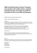 &lowbar;CBMT &lpar;Certification Board for Music Therapists&rpar; exam questions with verified answers&comma; organized by domain and topic&period; All answers are graded A&plus; and reflect the most current 2026 exam blueprint &period;&period;pdf&NewLine;&NewLine;